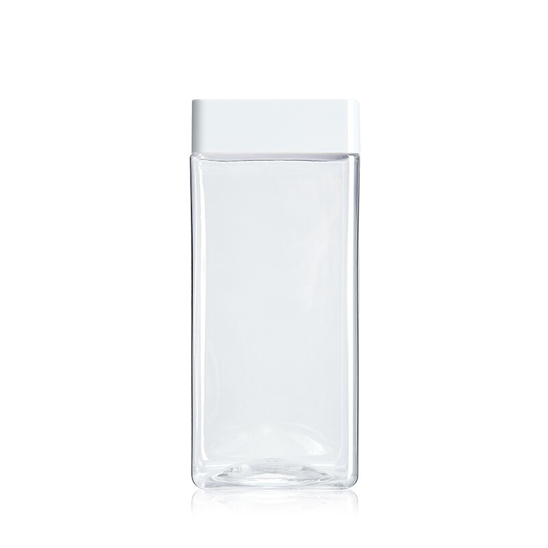 Plastic square jar for snacks