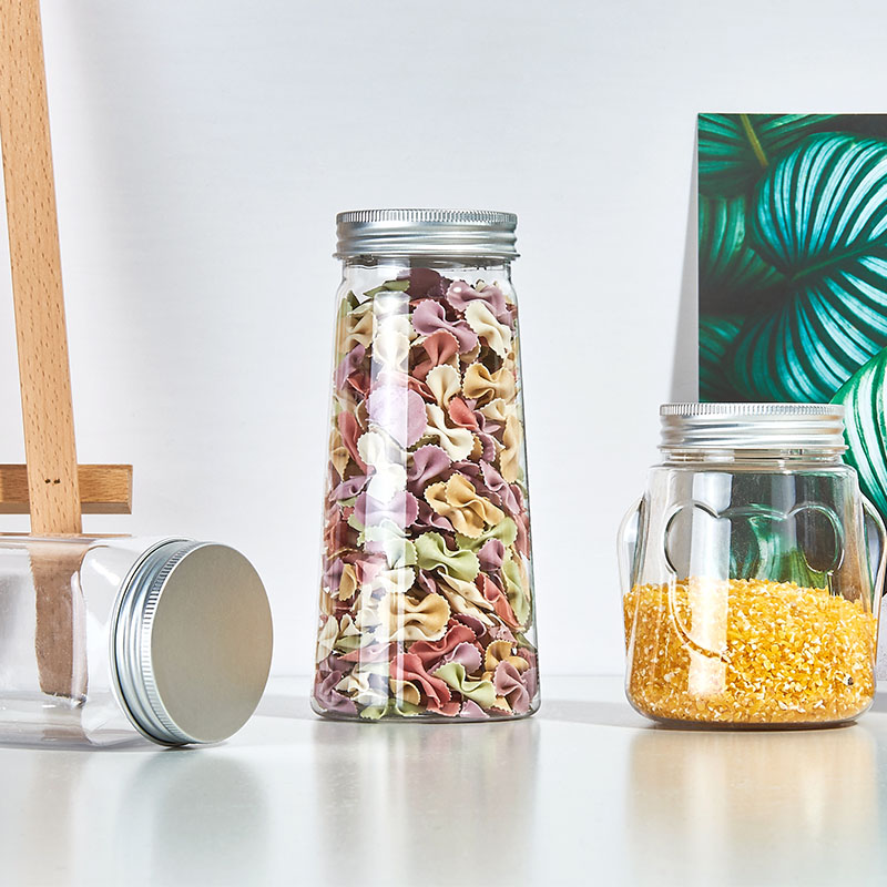490ml transparent plastic storage jar