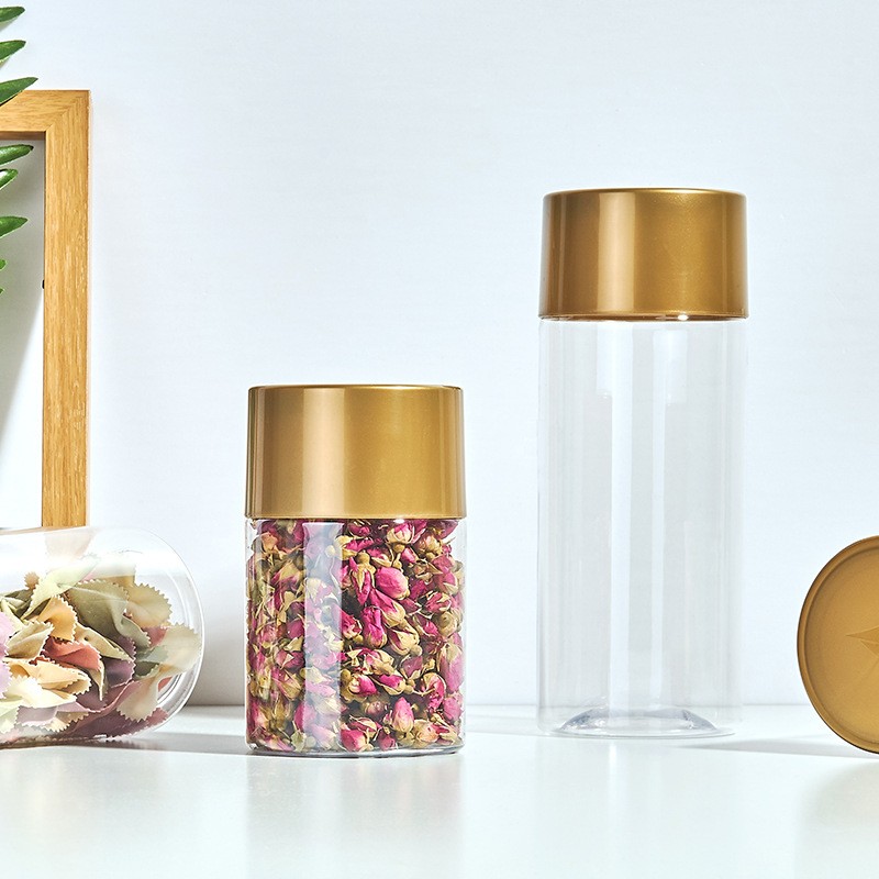 650ml transparent plastic storage jar