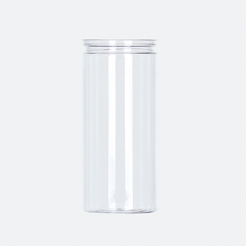 transparent PET plastic jars with lids,
